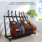 Dioche gitaros boso stovas su 5 gitarų stovais sulankstomas su neslystančiu guminiu pamink&scaron;tinimu 5 elektriniams instrumentams (5 vietos)