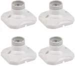 Doduos E27 Led lempos lizdų rinkinys (4 vnt.) sienoms ir luboms, lemputės pagrindas koridoriams, laiptinėms, balkonams, spintelėms, rūsiams (220&ndash;250 V, kvadratinis, baltas)