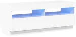 TV staliukas TV spintelė su LED ap&scaron;vietimu, balta, 100x35x40cm, blizgi