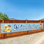 Goldenland Oktoberfest dekoratyvinė reklaminė juosta, bavari&scaron;ka Oktoberfest vakarėlio dekoracija, mėlyna/balta su girlianda, 300 x 50 cm