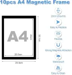 Vfandv 10 magnetinių rėmelių rinkinys A4 formatui, lipnus magnetinis nuotraukų rėmelis, deimantų tapybos rėmelis, lapų laikiklis A4 informaciniam rėmeliui, 32,5 x 24 cm, vaikų nuotraukos, nuotraukų rėmelis, skirtas sienai