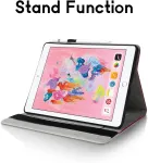 Succtopy dėklas, skirtas ipad 9.7 colių (2018/2017 modelis, 6-oji/5-oji karta)/ipad air 1/2 apsauginiam dėklui, itin plonas pu odos dėklas su stovo funkcija ir pie&scaron;tuko laikikliu, skirtas ipad 6/5, raudonas