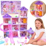 Jokomisiada WILLA LED dollhouse with slide 250 pieces - furniture and figurines ZA6562