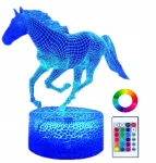 Gotie Naktinė stalinė lempa vaikams Arklys Žirgas Horse 16 Led 3d + Nuotolinio valdymo pultas