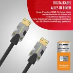 Monster M1000 Hdmi kabelis 3 m, Premium Hdmi 2.0 kabelis, Hdmi kabelis 4k, didelės spartos Hdmi kabelis 22,5 Gbps, Hdr kabelis, 24k aukso kontaktai, Tv kabelis, suderinamas su žaidimų konsole, ne&scaron;iojamuoju kompiuteriu, stiprintuvu, Dvd
