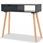 Konsolinis stalas, masyvi pu&scaron;ies mediena, 80x30x72cm, juoda