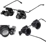 Didinamasis laikrodininko stiklas su LED ap&scaron;vietimu 20x 15 mm