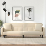 Sofa-lova su pagalvėlėmis, kreminės spalvos, audinys
