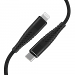 Fusion Accessories Fusion Priedai Fusion Fishbone USB-C ir Lightning kabelis 30W | 3A | 1,5 m juodas