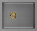Granitinė virtuvinė plautuvė Mexen Pedro su sifonu, Pilkas+Gold, 560 x 460 mm