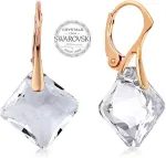 Levien Rose auksinis-plated earrings with clear crystals Princess