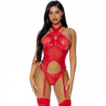 Forplay Dreamgirl Steal Your Heart Mesh Lingerie Set with Flocked Detail L