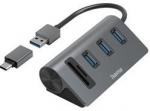 Hama USB Hub/Skaitytuvas kart | 3x USB-A | SD | Micro SD | USB-C Adapteris