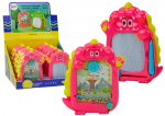Lean Toys Dvipusė ki&scaron;eninė pie&scaron;imo lenta su žaidimu - rožinis dinozauras