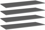 Knygų lentynos plok&scaron;tės, 4vnt., pilkos, 100x40x1,5cm, MDP
