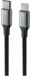 SWISSTEN TEXTILE II datov&yacute; kabelis USB-C - Lightning 1.5m juoda