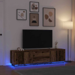 TV staliukas Televizoriaus spintelė su LED, medienos, 193,5x41x50 cm