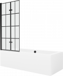 Vonia Mexen Cube su apdaila ir stiklo sienele, 170x80 cm + 80 cm (II), Baltas+Juodas grid