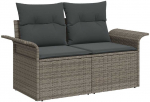 Lauko baldų komplektas Sodo Sofų Rinkinys su pagalve 7 pcs Pilka Poli ratanas