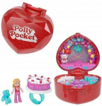 Mattel Polly Pocket kompakti&scaron;kas gimtadienio rinkinys su žiedu ir torto figūrėle