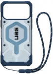 Dėklas Urban Armor Gear UAG Pathfinder Magsafe mėlynas skaidrus dirželis iPhone 17 Pro Max telefonui
