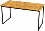 Bonideco Select Akacijos medžio valgomojo stalas 6 žmonėms Stačiakampis terasos stalas su metaliniu rėmu ir skyle skėčiui 140 x 70 x 70 cm