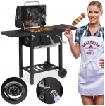 Anglies kepsninė lauke, reguliuojamas auk&scaron;tis, juoda BBQ grilius, &scaron;a&scaron;lykinė, kepimo grotelės