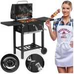 Anglies kepsninė lauke, reguliuojamas auk&scaron;tis, juoda BBQ grilius, &scaron;a&scaron;lykinė, kepimo grotelės