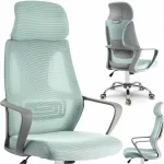 Biuro kėdė su tinklelio atlo&scaron;u, reguliuojama galvos atrama ir auk&scaron;čiu, ergonomi&scaron;kas dizainas, modernus stilius, patogus sėdėjimas