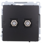 Kontakt Simon BMAF2.01/49 Simon Basic F tipo antenos lizdas, dvigubas, matinės juodos spalvos BMAF2.01/49