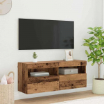 TV staliukas TV sieninė spintelė su LED Senovinis medis 100 x 30 x 40 cm