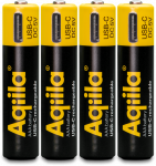 &bdquo;Aqiila&ldquo; &ndash; įkraunamos USB-C baterijos &ndash; AAA dydis &ndash; 600 mAh &ndash; 4 vnt. pakuotėje