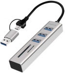 LogiLink Hub 3xusb3.0 su atminties kortelių skaitytuvu pamięci