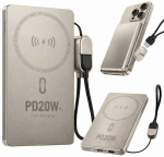 Greito įkrovimo powerbankas 5000 mah 20 w usb-c, usb-a, qc 3.0, belaidis