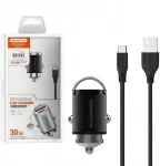 Įkroviklis Somostel Įkroviklis samochodowa USB/TYP-C + kabelis Typ-C - Typ-C 5A 1m Power Delivery PD+QC3.0 Juodas SMS-A40