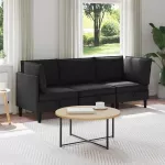 Sofa Svetainės baldų komplektas 3 vnt. Juoda Audinys