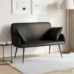 Dvivietė sofa su metalinėmis kojelėmis 2 vietos Juoda