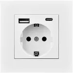 Plastrol Vienvietė ki&scaron;tukinė rozetė 2p+įž. su USB-A+C schuko