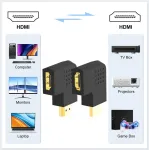 J&d 2 vnt. plok&scaron;čias Hdmi adapteris, 90 laipsnių kairės ir de&scaron;inės pusės kampu paauksuotas vyri&scaron;kas į moteri&scaron;ką vertikalus plok&scaron;čias Hdmi adapteris