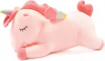 Vienaragis mink&scaron;tas žaislas, gulintis mielas mink&scaron;tas vienaragio pliu&scaron;inis pagalvės žaislas su vaivoryk&scaron;tės sparnais, kawaii žaislas mergaitėms (rožinis, 30 cm)