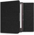 Kwmobile dėklas, skirtas Pocketbook Inkpad 3 - knygos stiliaus medžiaginis apsauginis e-skaityklės vir&scaron;elis - tamsiai pilkas