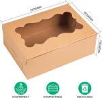 Testyu 30 vnt. sausainių dėžučių su langeliu, 21 x 15 x 7,5 cm kraft popieriaus dovanų dėžutė ruda kraft popieriaus dėžutė dovanų dėžutės kepyklai &scaron;okolado &scaron;okolado dėžutės pakuotė