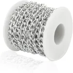 Thairoot 5 m 10 x 6.5 mm aliumininės grandinėlės su ritės jungtimis amatų papuo&scaron;alų grandinėlėms vytos kabelinės grandinėlės amatų reikmenys karolių grandinėlės metalinė grandinėlė "pasidaryk pats" papuo&scaron;alų gamybai sidabrinė