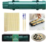 Ysooua Sushi gaminimo rinkinys - ne&scaron;iojamas bazukos rinkinys su sukamuoju kilimėliu, lazdelėmis, instrukcija, formavimu - &bdquo;pasidaryk pats&ldquo; volelis pradedantiesiems namuose (juodas žalias)