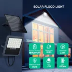 Hooled led saulės prožektorius, skirtas naudoti lauke su saulės baterija, 18000mah baterija, ip66 atsparus vandeniui, 6500k, saulės prožektorius, skirtas naudoti lauke su nuotoliniu valdymu (laikmačio funkcija)