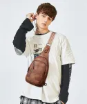 Cluci krūtinės krep&scaron;ys moterims, crossbody krep&scaron;ys, sling krep&scaron;ys, pu oda, skirtas vyrams ir moterims, mažas krep&scaron;ys per petį, sportinis krep&scaron;ys, juosmens krep&scaron;ys, krep&scaron;ys ant diržo, plati juosta kelionėms lauke, 3202-bruan, sling