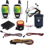 Easyguard Em209 2 krypčių motociklo signalizacija su nuotoliniu variklio užvedimu, mikrobangų jutikliu, spalvotu Lcd пейджерио ekranu, smūgio jutikliu, artumo jutikliu, universalus variantas Dc12v