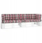 Lauko baldų komplektas Vidaxl Dvivietė sofa i&scaron; palečių su pagalvėlėmis, balta, pu&scaron;ies mediena