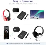 Oqimax Bluetooth adapteris Aux, 2-in-1 Bluetooth 5.3 siųstuvas-imtuvas su mažu vėlavimu, 3,5 mm Aux lizdo garso siųstuvas-imtuvas ausinėms, garsiakalbiams, stereo sistemai, automobiliui, televizoriui, ne&scaron;iojamam kompiuteriui, lėktuvui