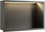 REA įleidžiama vonios kambario lentyna su LED, 30x45 cm, Titanium